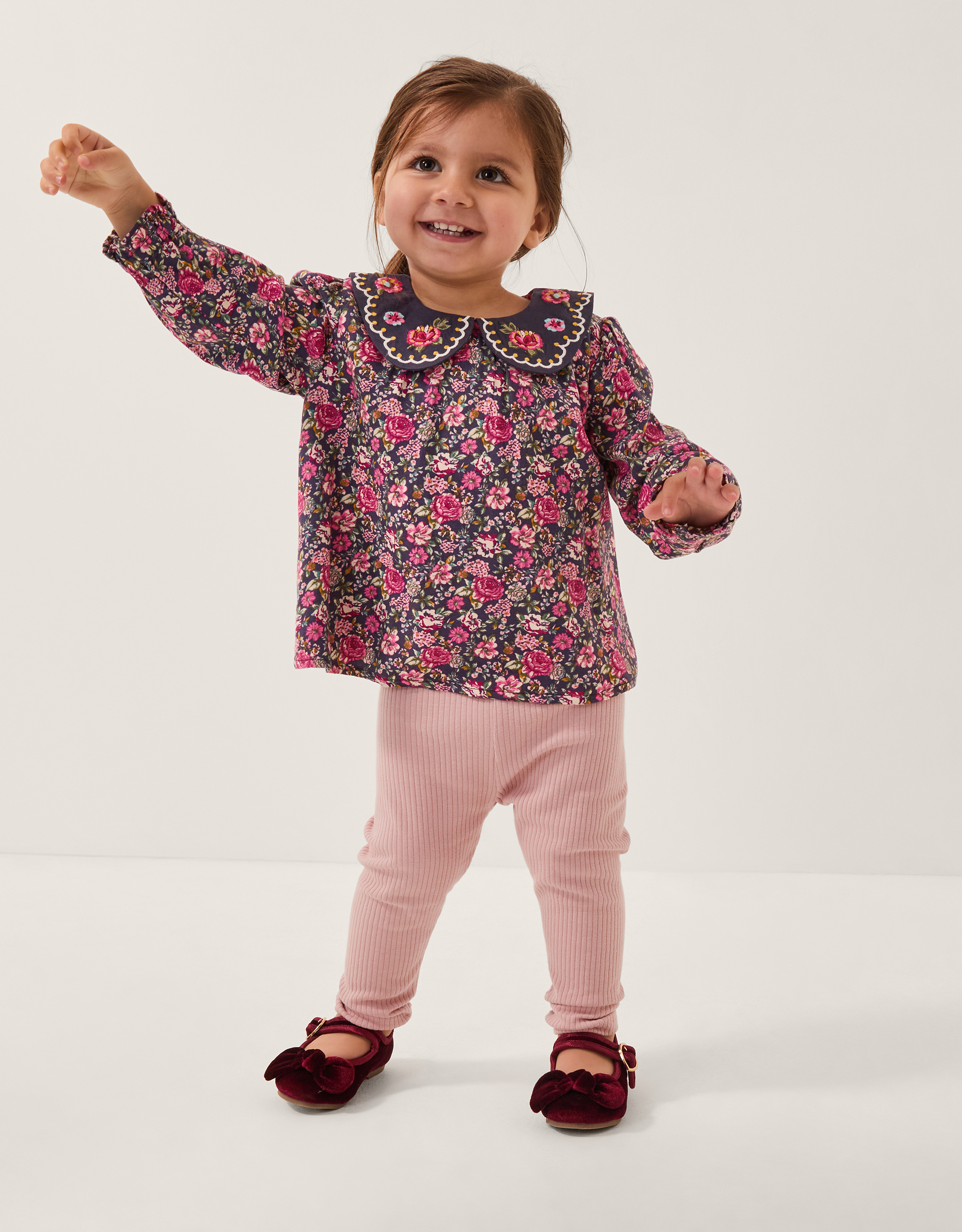 Baby Floral Blouse & Leggings Set Blue