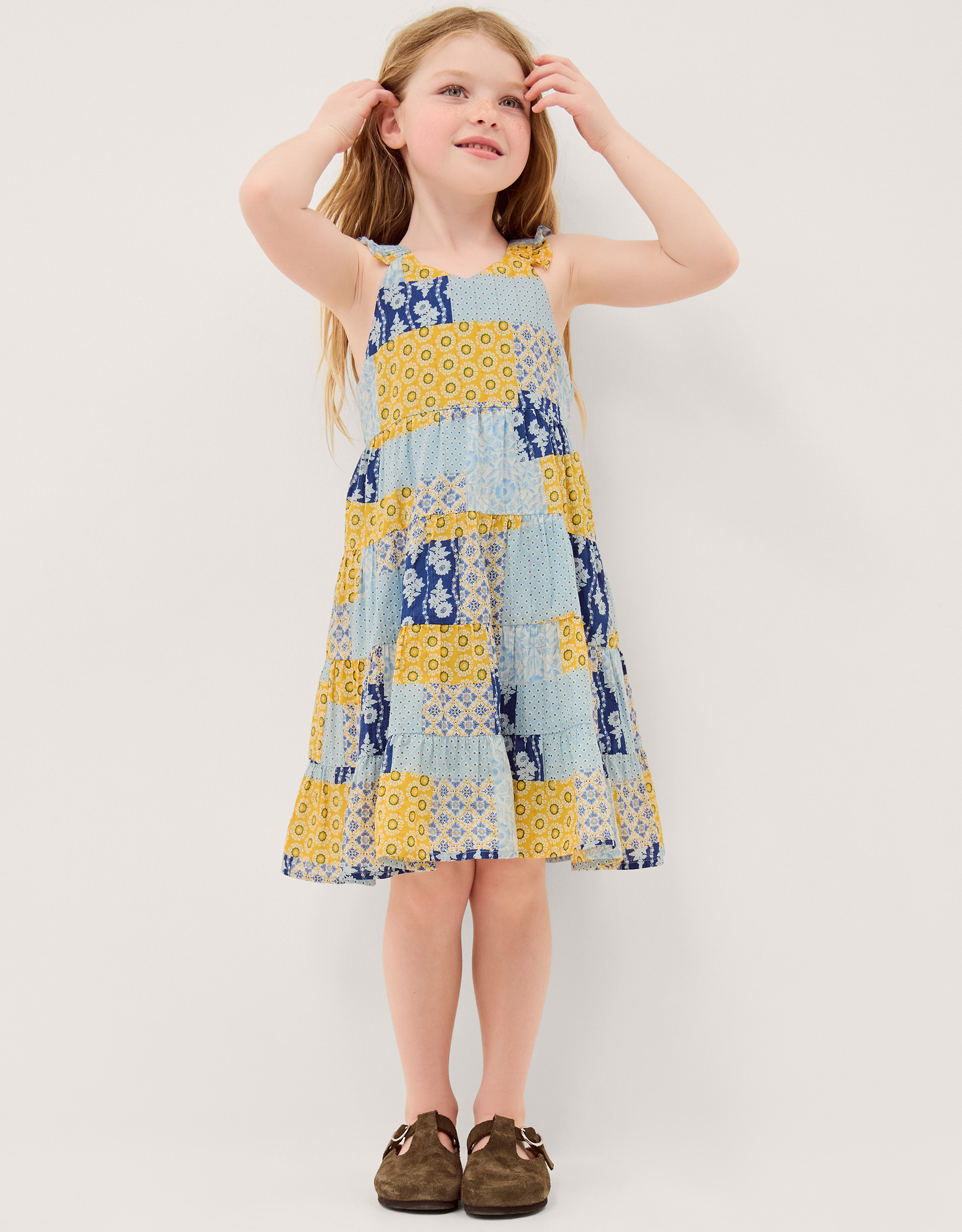 Pia Patchwork Print Dress Blue