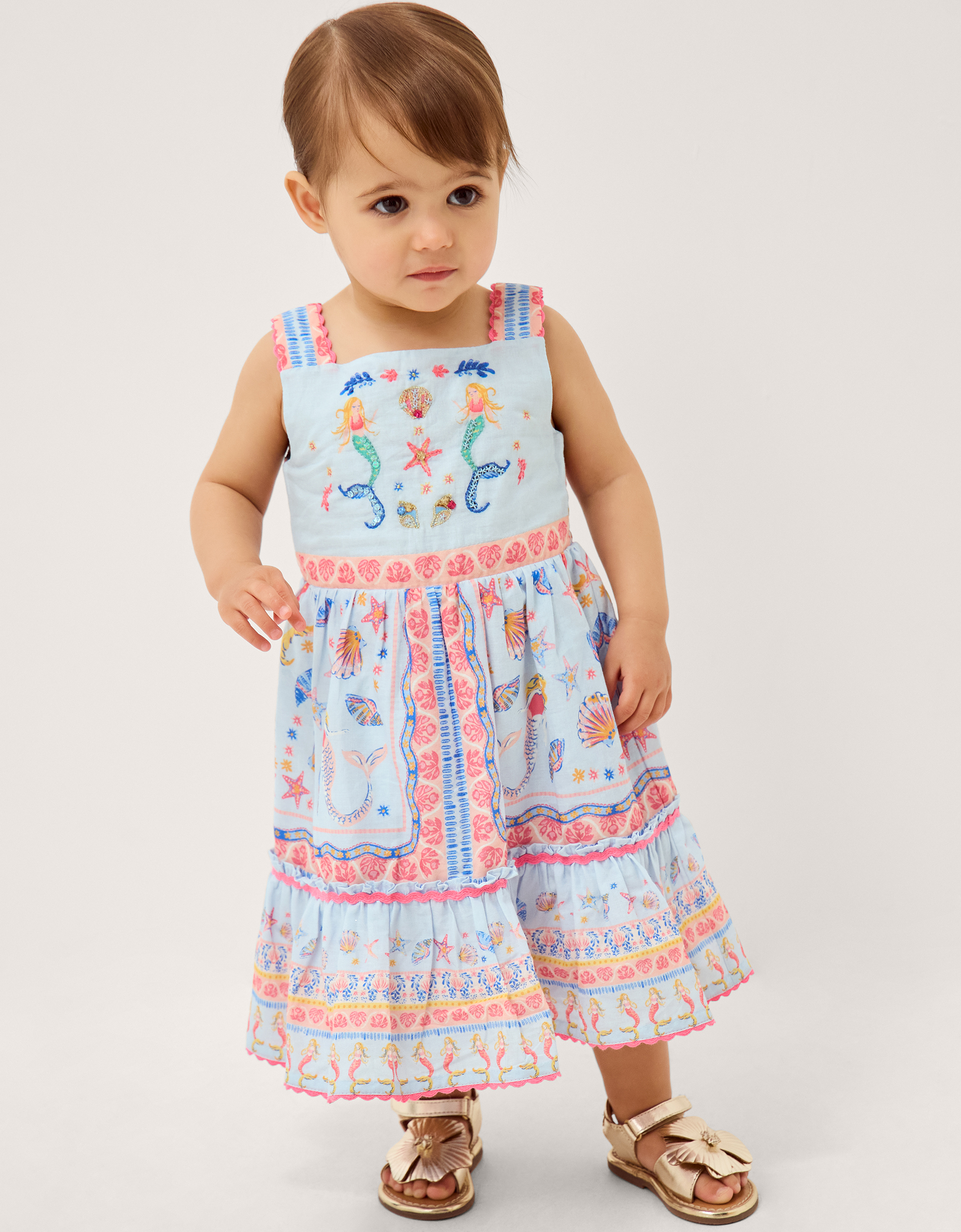 Baby Mermaid Print Dress Blue
