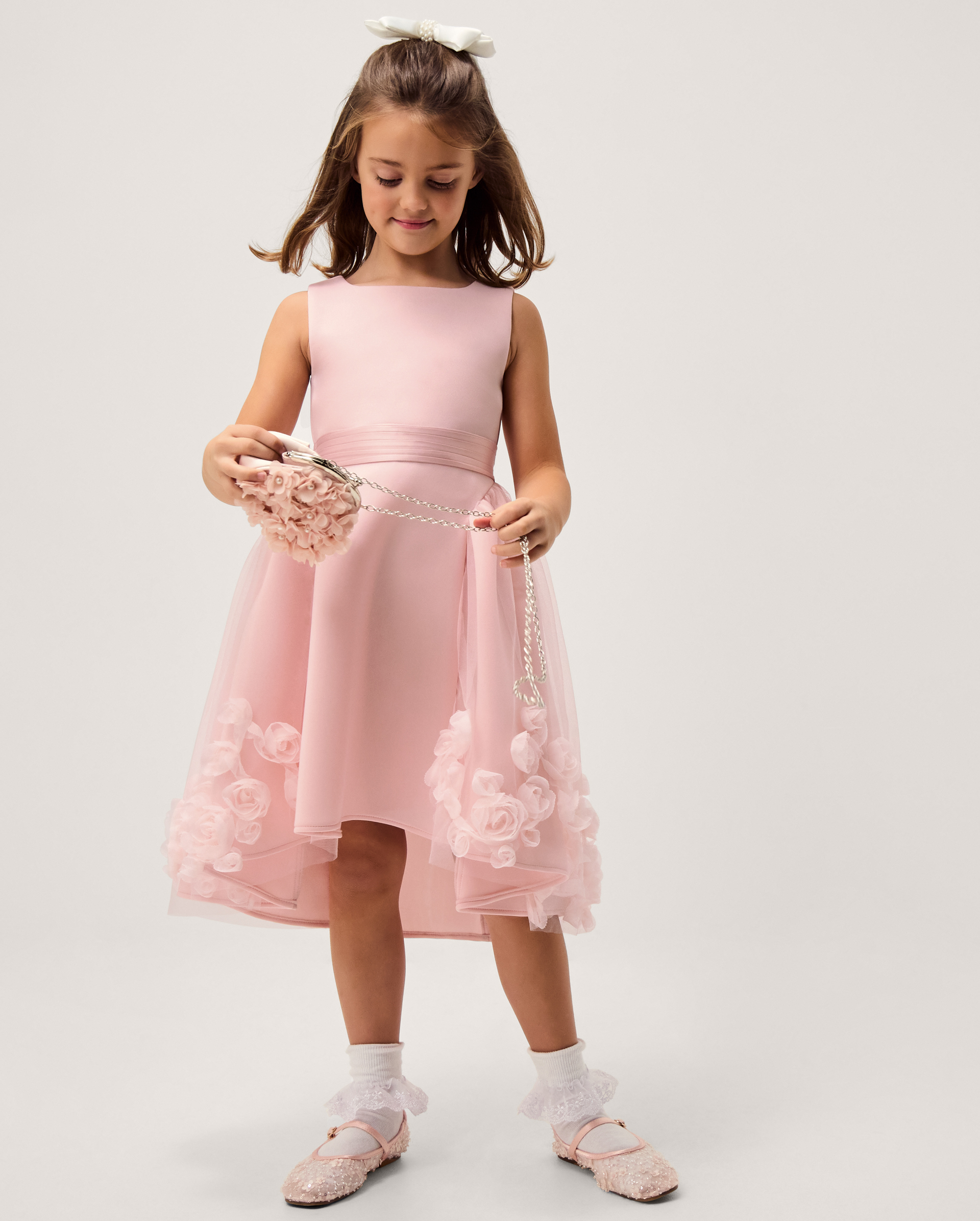 Eloise Appliqué Rose Dress Pink