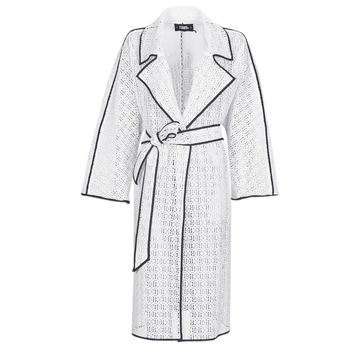 Karl Lagerfeld KL EMBROIDERED LACE COAT women's Trench Coat in White