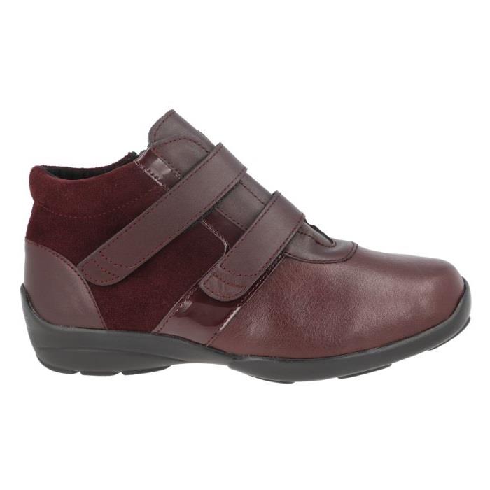 Women's Wide Fit DB Sleaford Boots, Burgundy Lea Stretch Pu V E - E