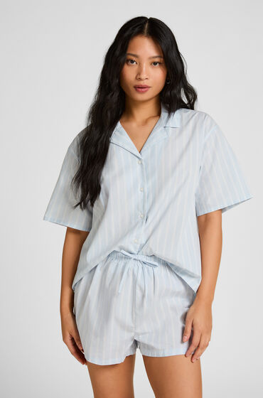 Hunkemöller Striped Jacket Cotton Blue