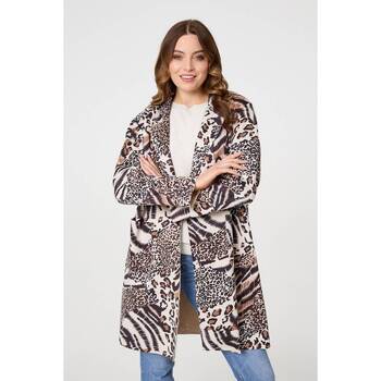 Izabel London Animal Print Longline Blazer Coat women's Coat in Brown