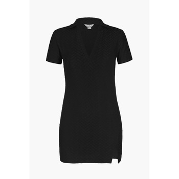 Enorsia Deep V-Neck Polo Collar Mini Dress women's Dress in Black