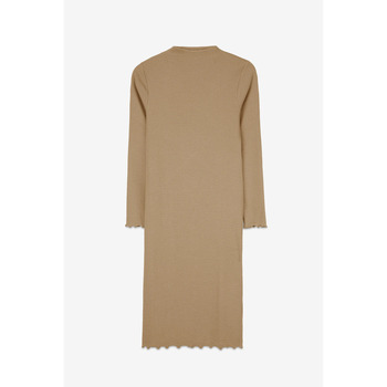 Enorsia Crepe Ribbed Bodycon Midi Dress women's Long Dress in Beige