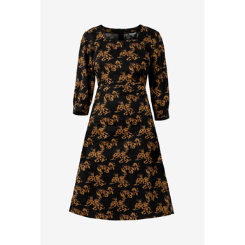 Enorsia Printed Square Neck Dress women's Dress in Black