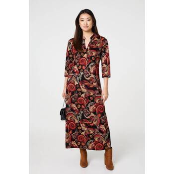 Izabel London Abstract Sleeve Maxi Shift Dress women's Long Dress in Black