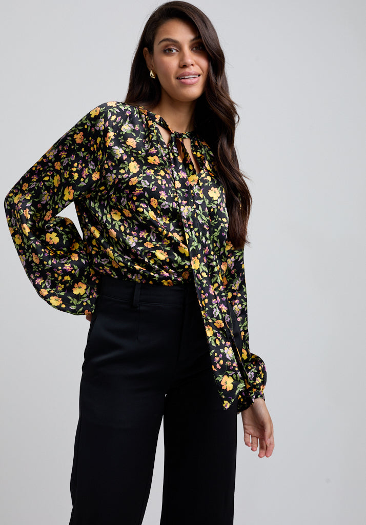 Helena Bow Detail Floral Print Blouse In Multi