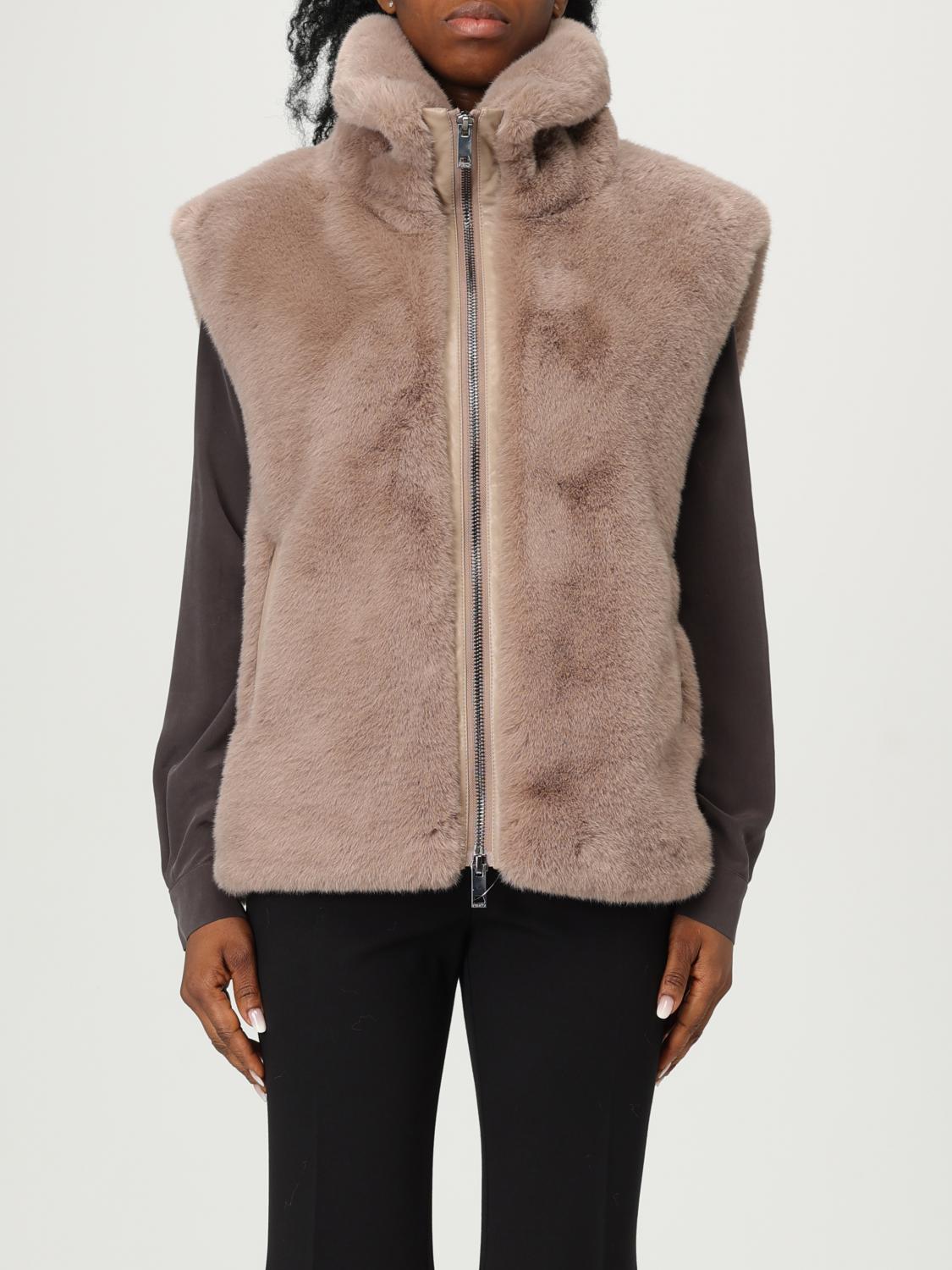 PINKO Fur Coat Woman color Beige