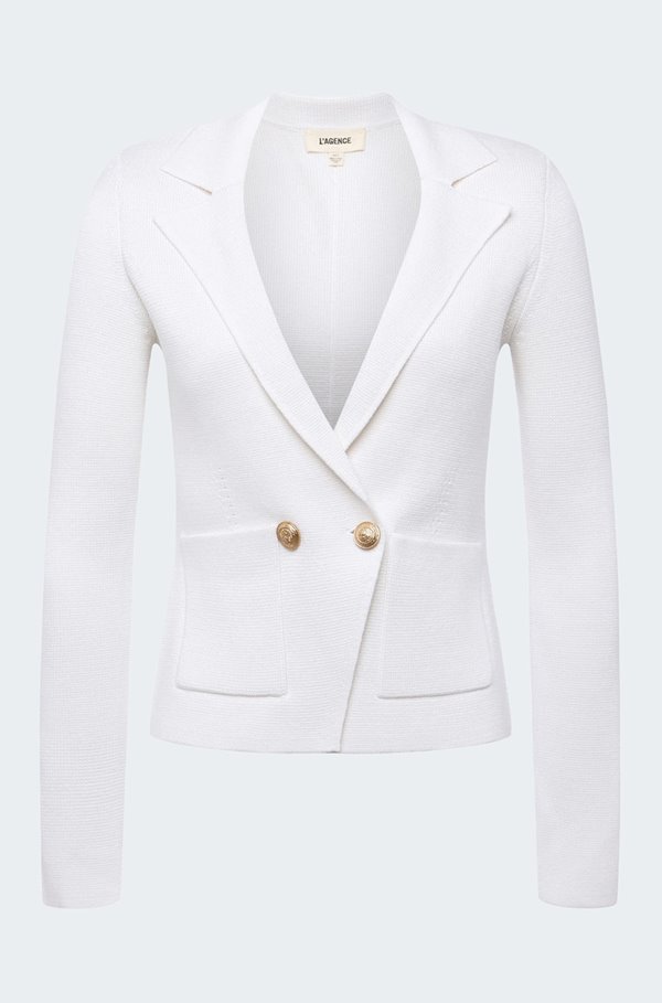 L'Agence - Sofia Knit Blazer in White