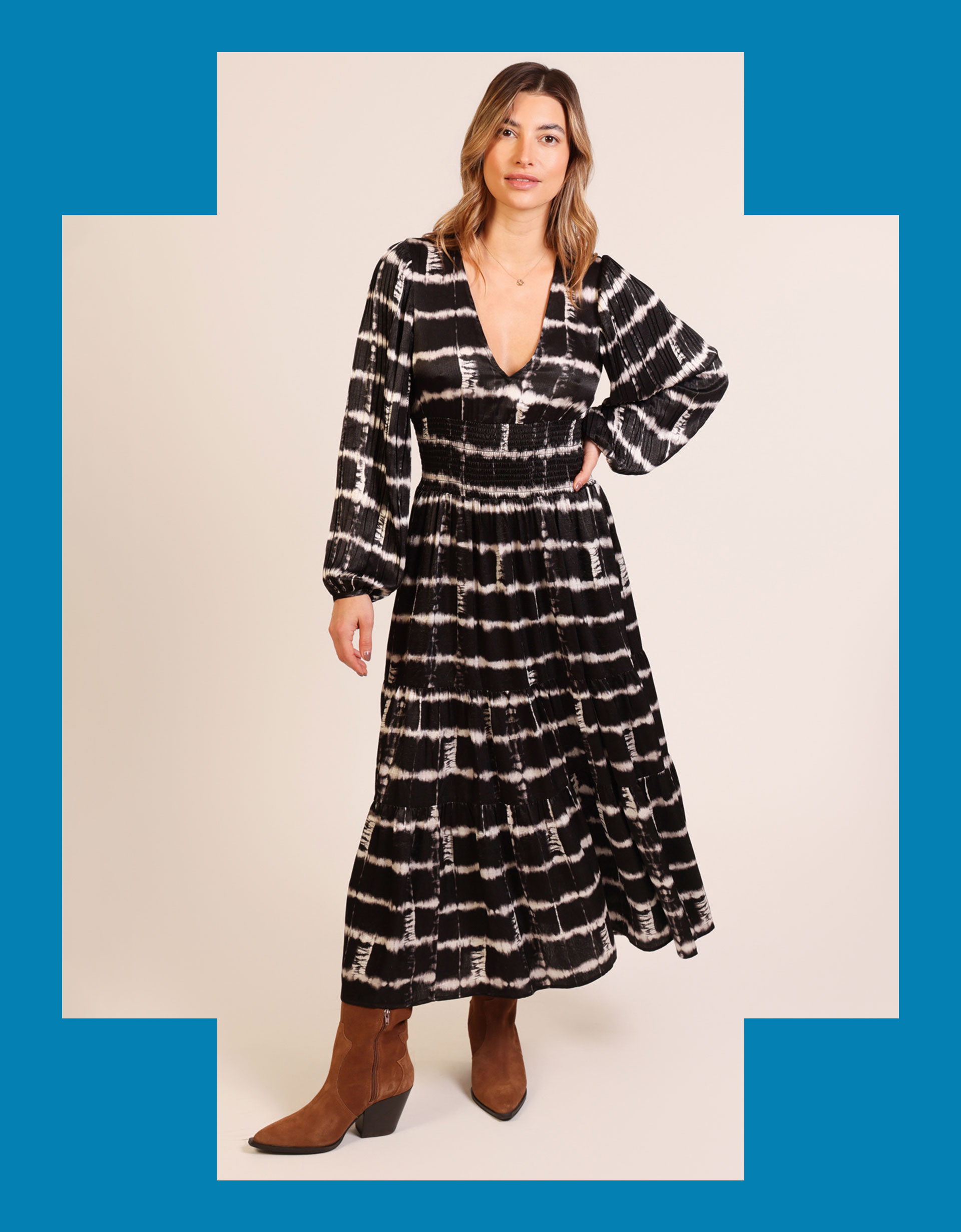 Monsoon Women's Black & White Printed Traffic People Whispers Tie Dye Midi Dress, Size: