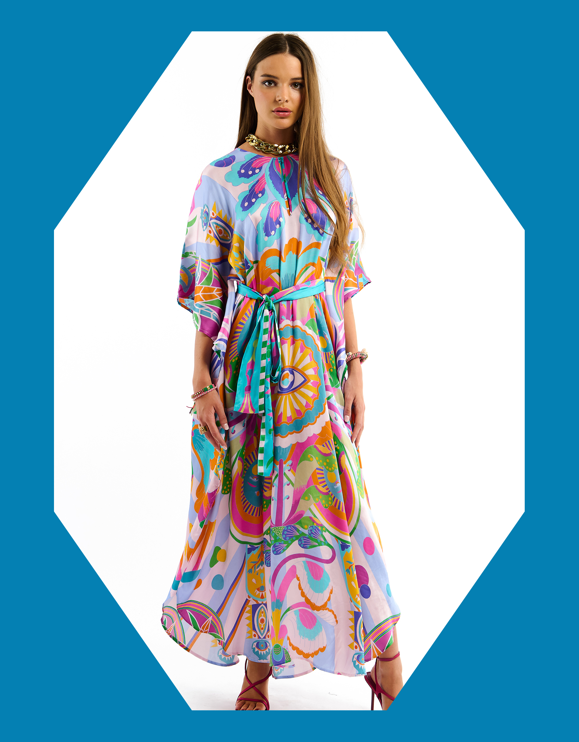 Wild Jeanna Print Maxi Kaftan Dress