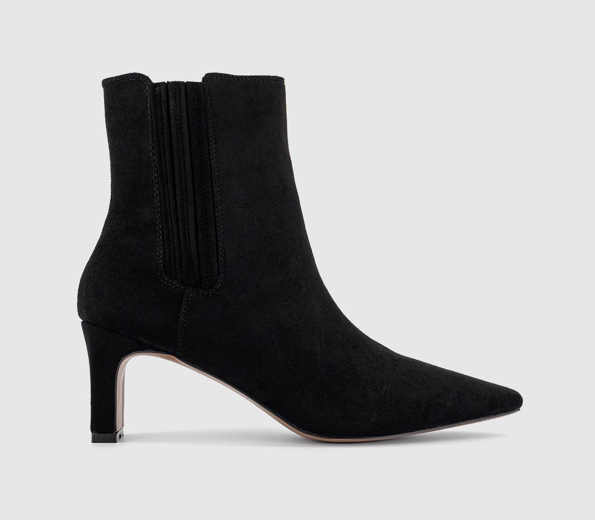 OFFICE Womens Amaya Covered Chelsea Ankle Boots Black Faux Suede