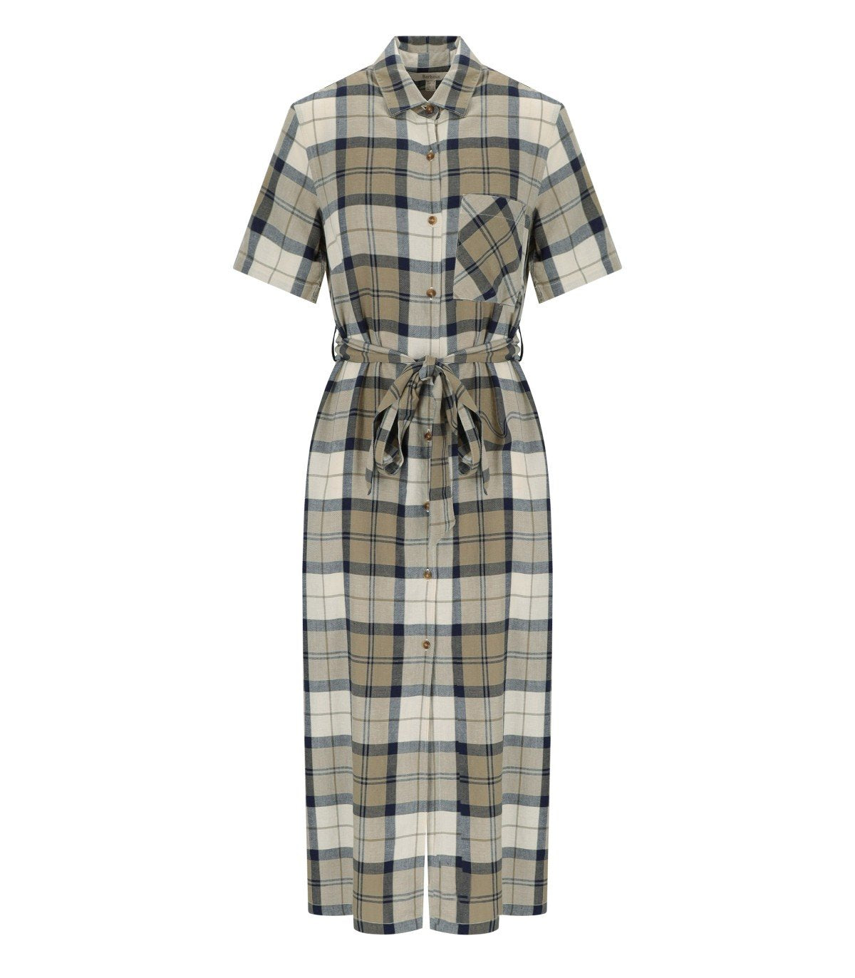 BARBOUR FERN TARTAN BLUE MIDI DRESS