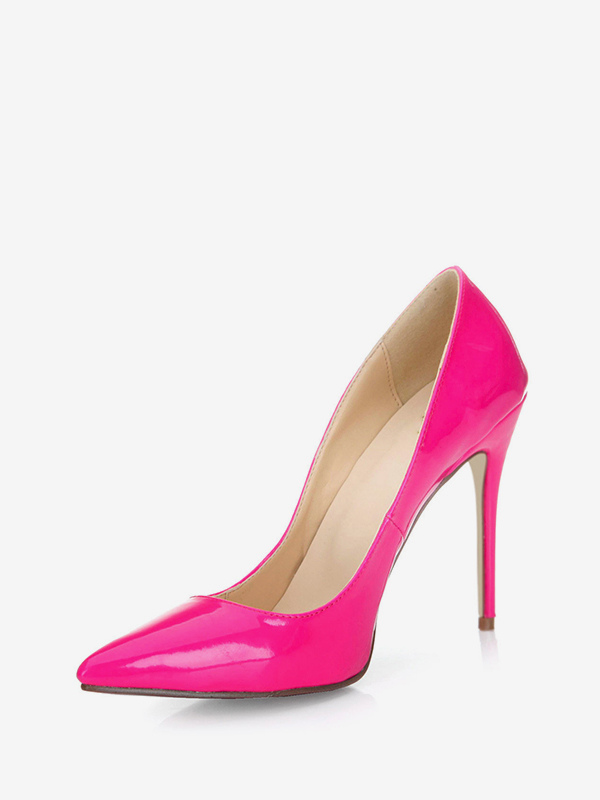 Black High Heels Dress Shoes Pointed Toe Patent Leather Stilettos Pumps
