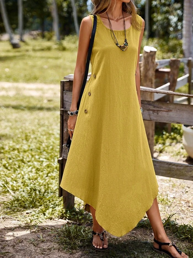 Women Casual Plain Summer Natural Commuting A-Line Regular Fit & Flare Dress No Dresses