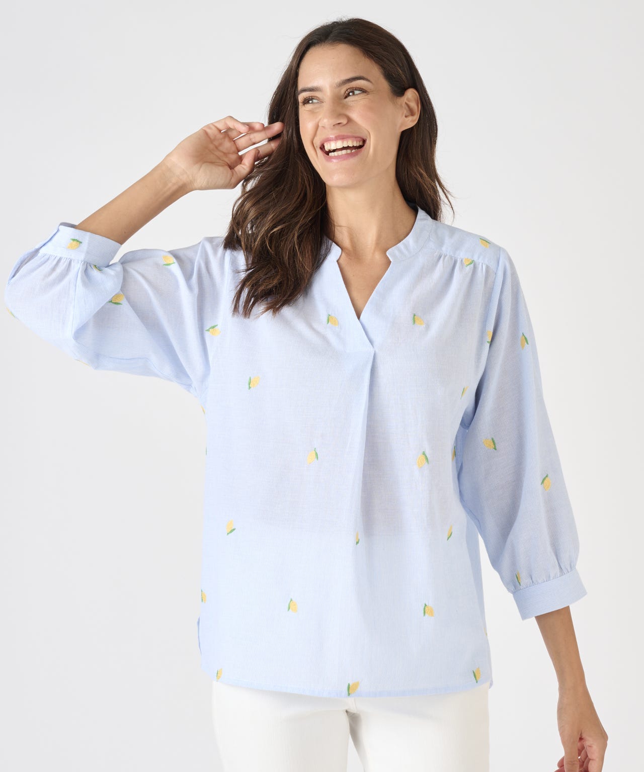 Damart Embroidered Stripe Blouse