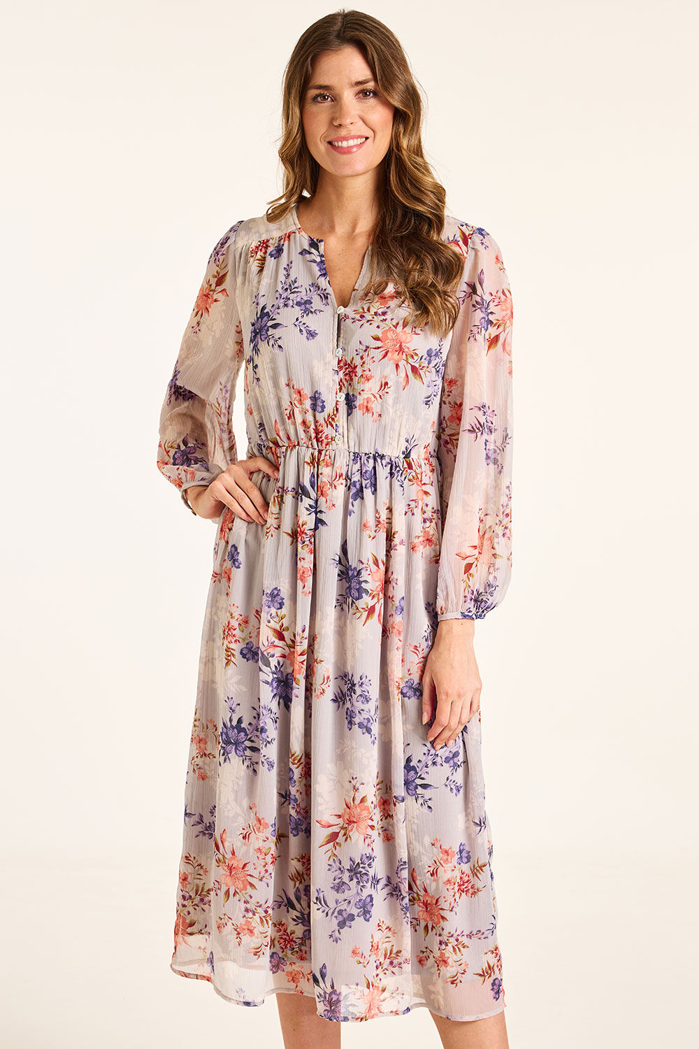 Bonmarche Vintage Floral Print Chiffon Dress
