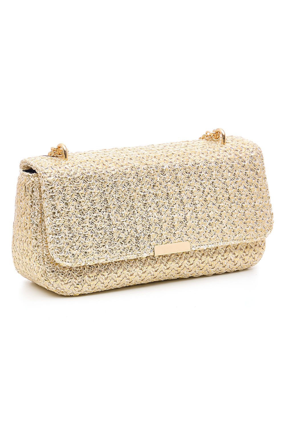 Bonmarche Gold Weave Shoulder Bag