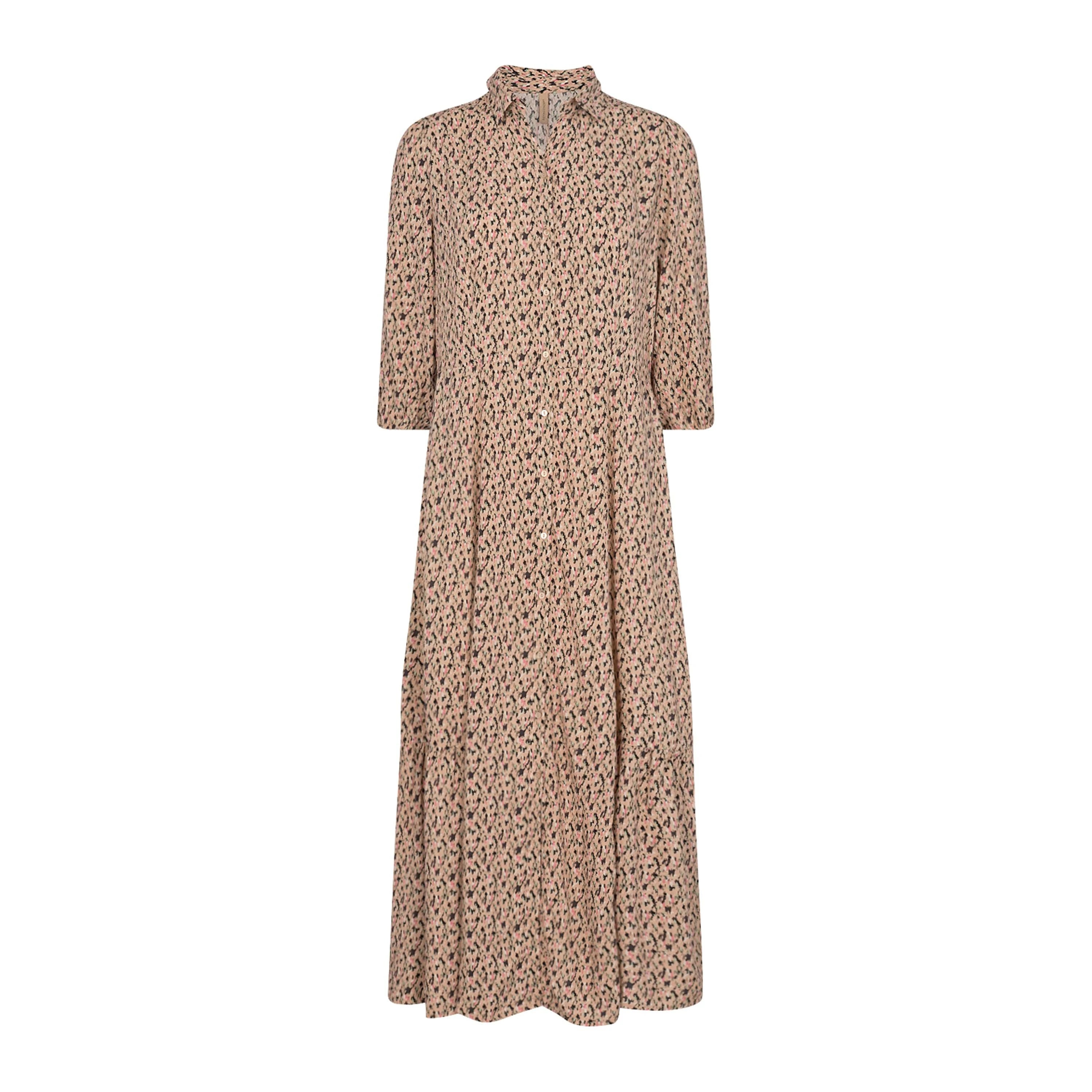 Soya Concept Carice Print Midi Dress for Women - Pale Pink Combi Large