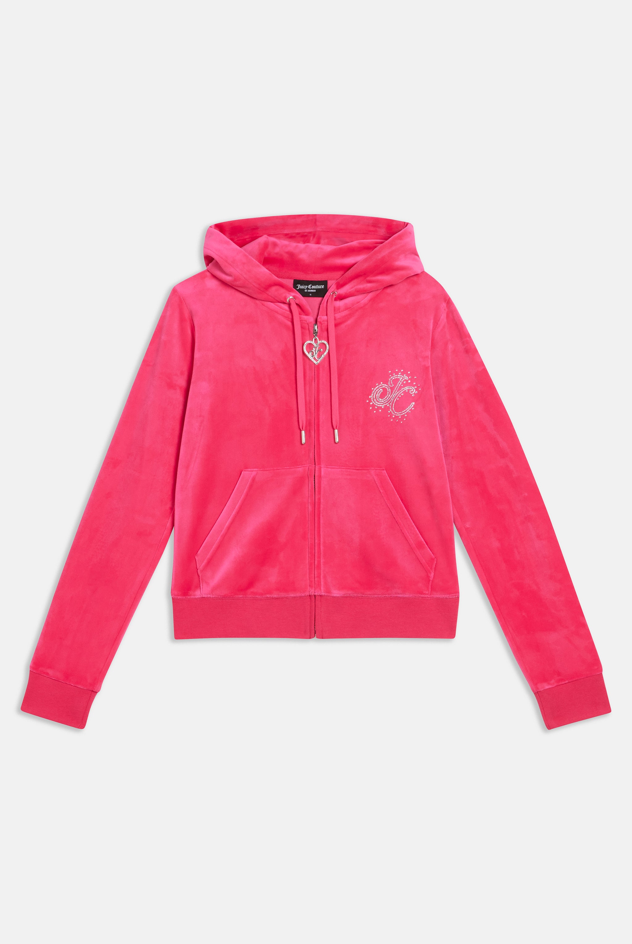 PINK GLO CLASSIC VELOUR SCATTER BEAD HOODIE - M Pink