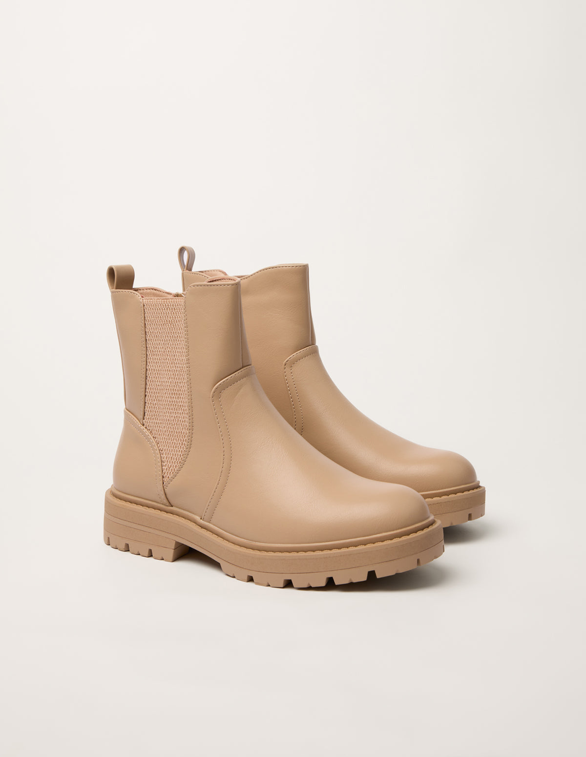 Elasticated Side Ankle Boots - CREAM