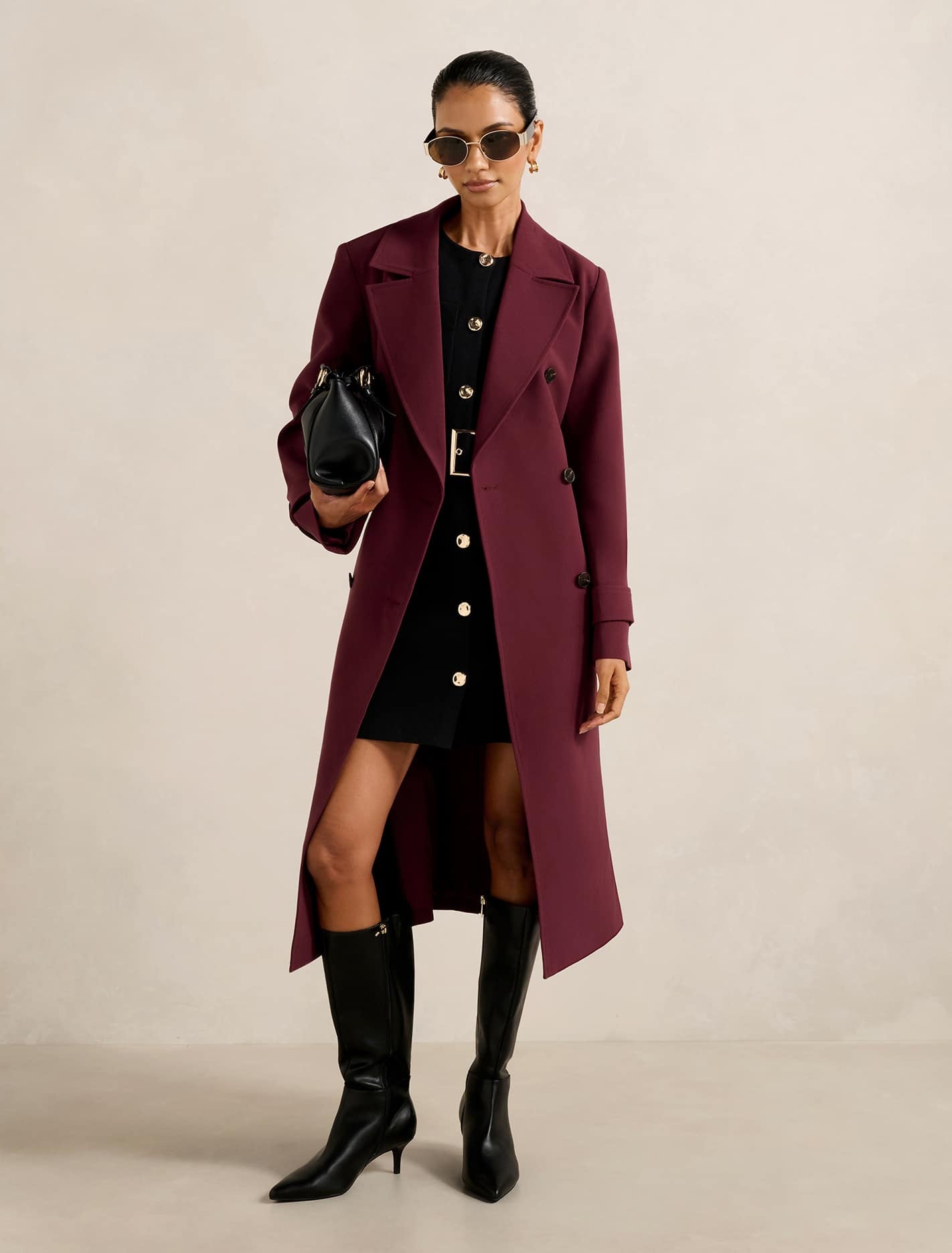 Forever New Women's Lydia Petite Crepe Trench Coat in Shiraz, Size PolyesterViscoseElastane