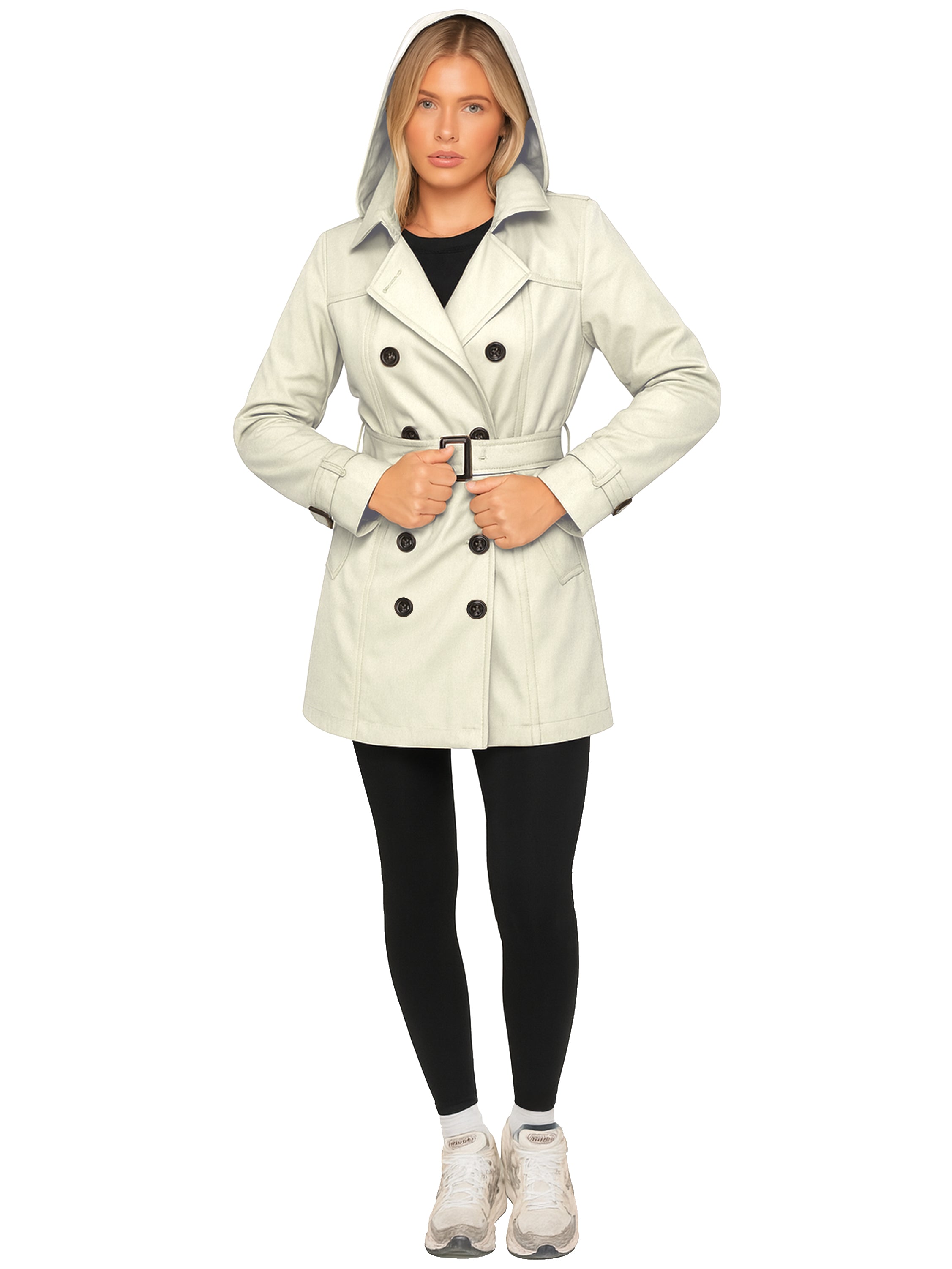Womens Trench Coat Double Breasted Autumn Winter Long Jacket