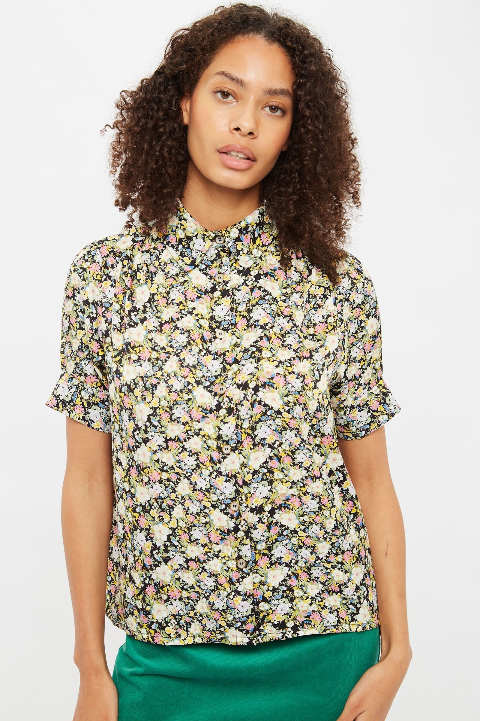 Louche Barclay Petal Parade Print Short Sleeve Blouse - Multicolour