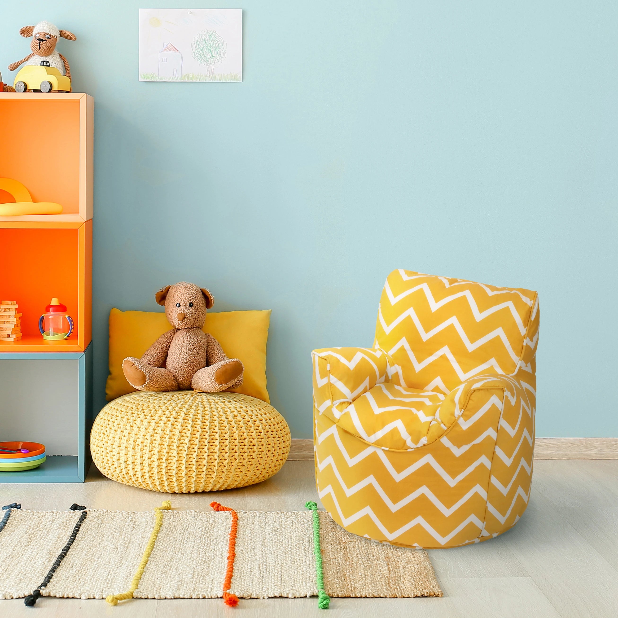 Printed Bean Bag Chair Kids Indoor Childrens Bean Bags High back Pouffes