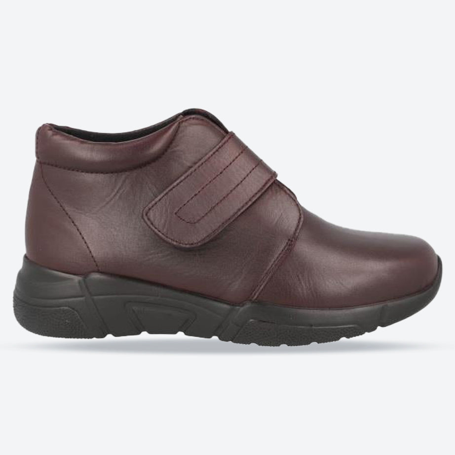 Women's Wide Fit DB Bay Ankle Boots, Burgundy Leather V E - E