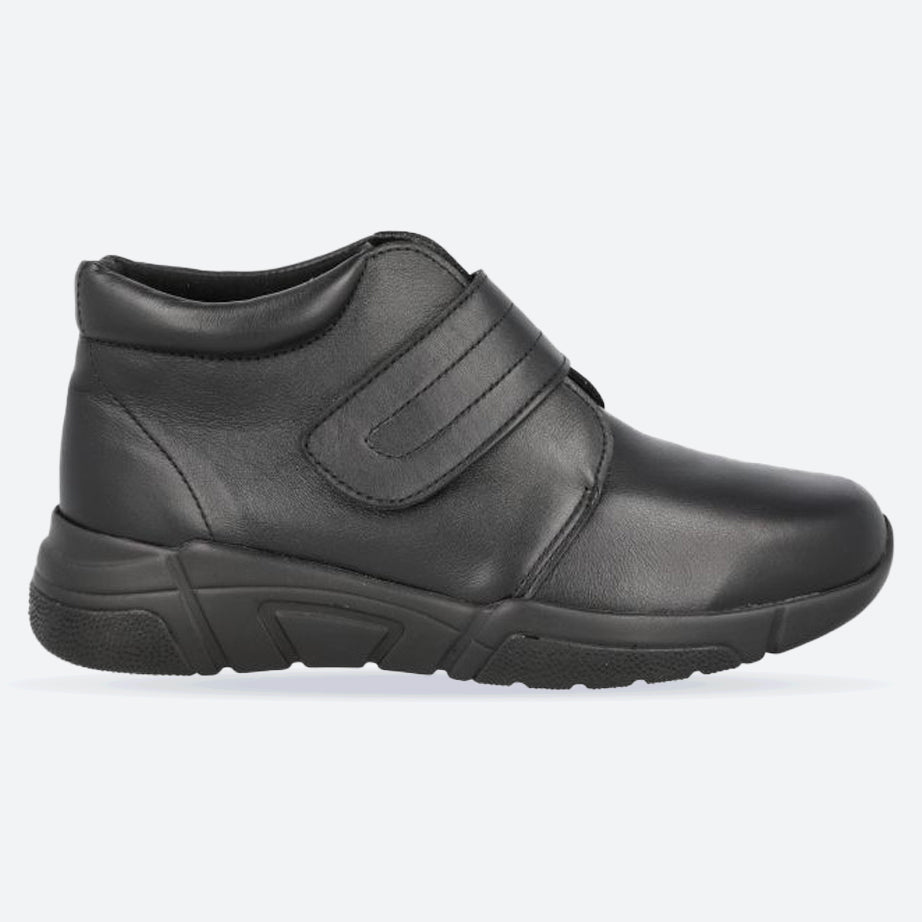 Women's Wide Fit DB Bay Ankle Boots, Black Leather V E - E