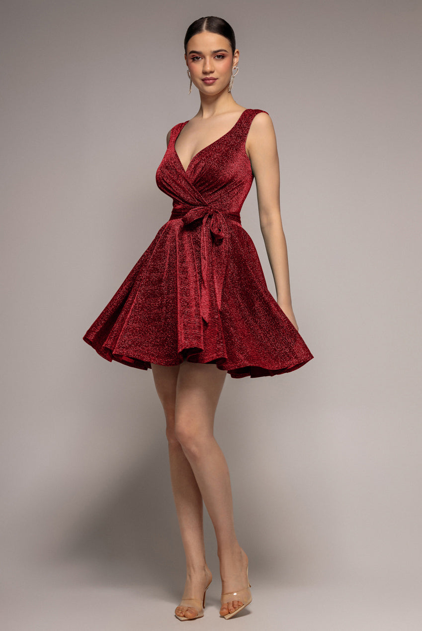 Goddiva Cross Over Sleeveless Mini Skater Dress