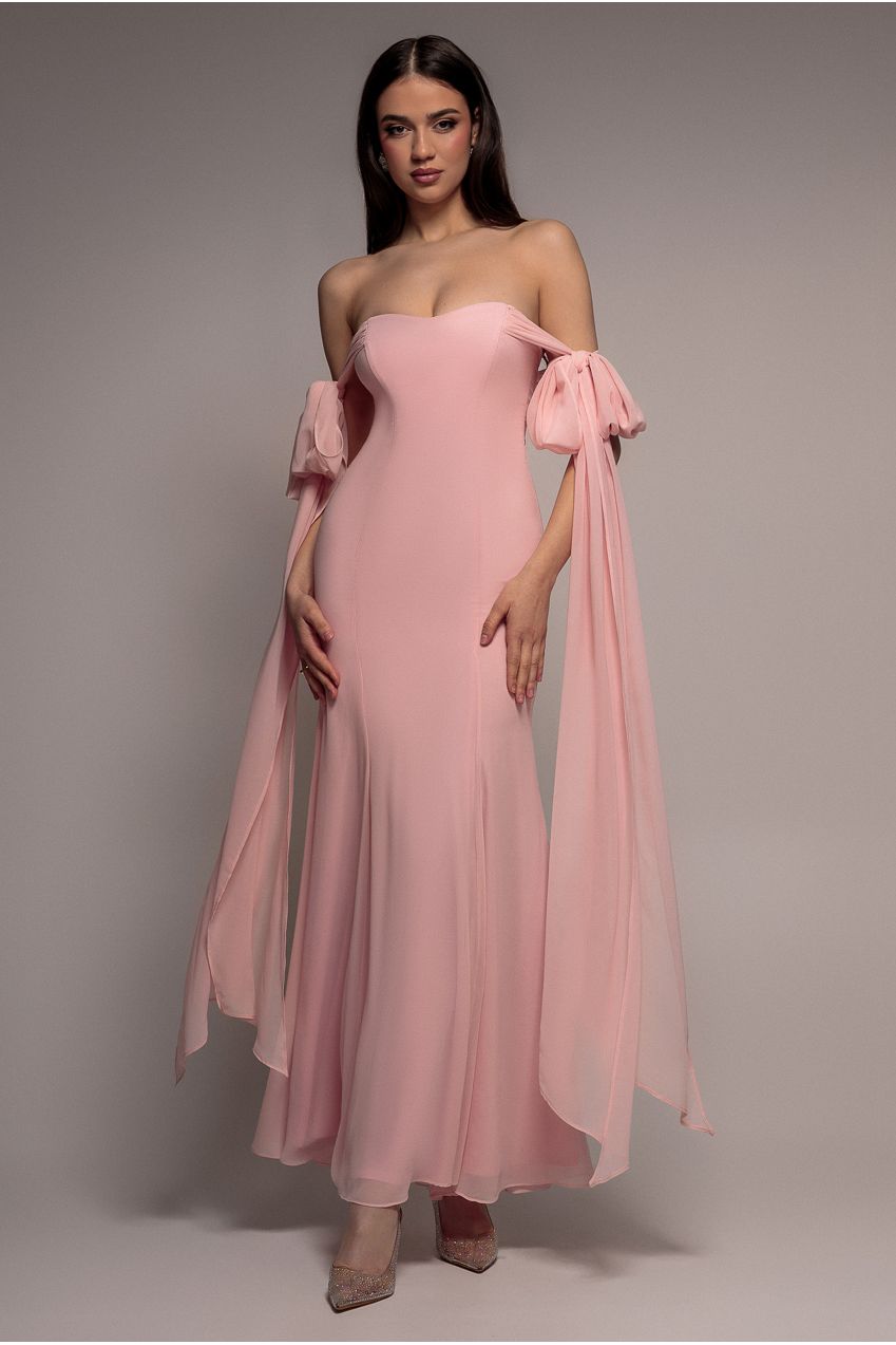 Goddiva Multiway Cape Chiffon Sweetheart Maxi Dress
