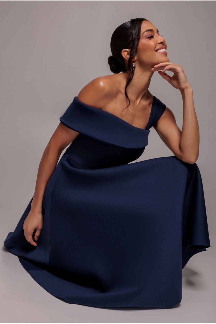 Goddiva One Shoulder A Line Midi Dress