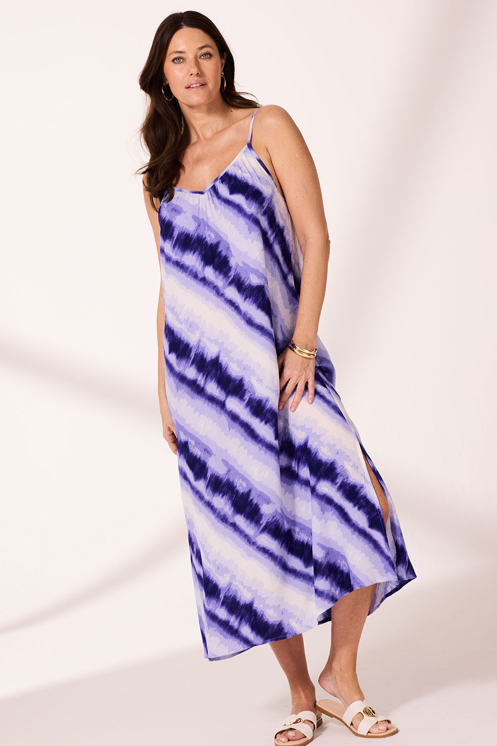 Bonmarche Watercolour Stripe V-neck Sun Dress