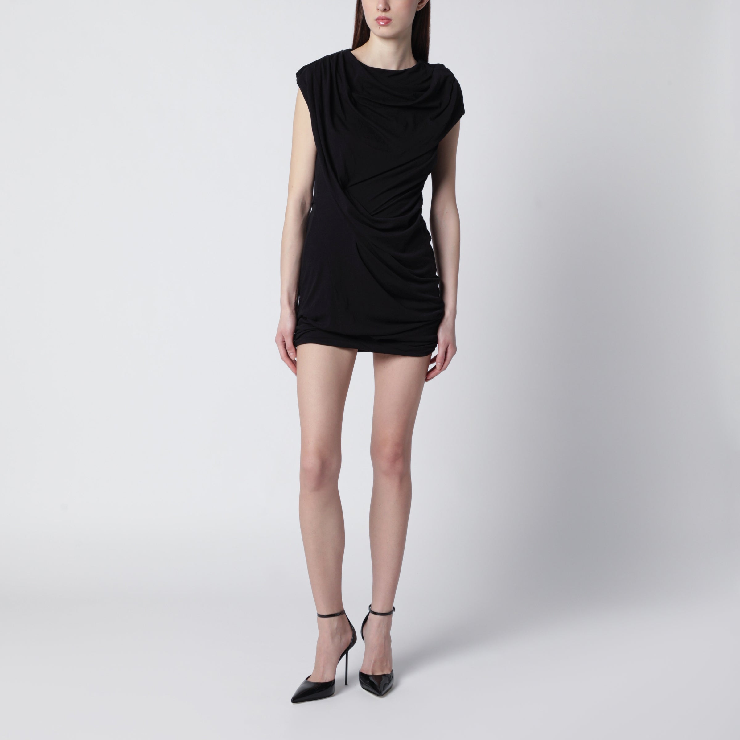 Twist mini dress in soot color