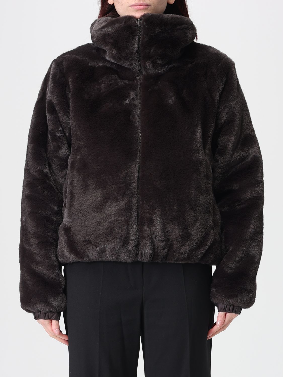 SAVE THE DUCK Fur Coat Woman color Brown