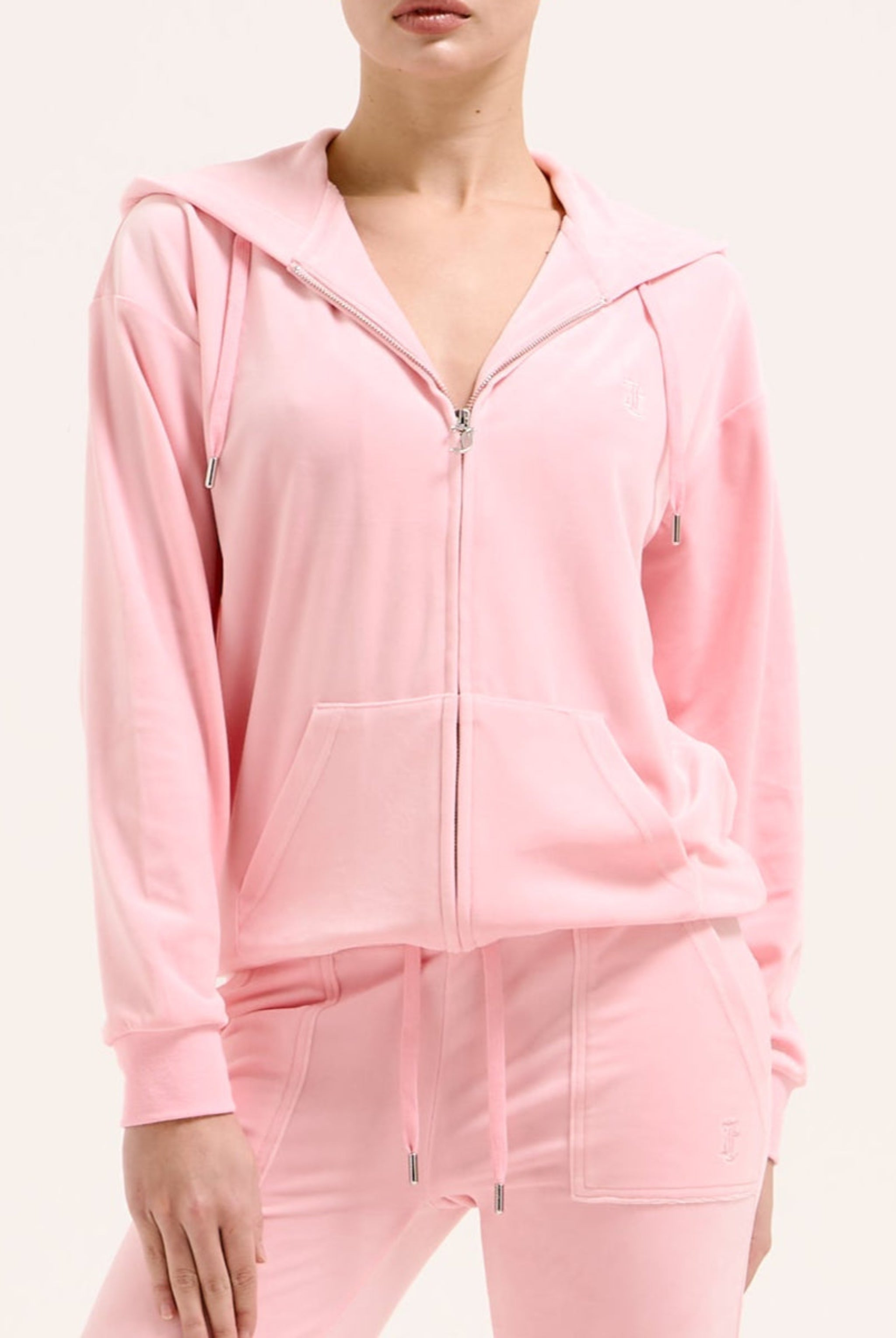JUICY PINK CLASSIC VELOUR OVERSIZED HOODIE - L Pink