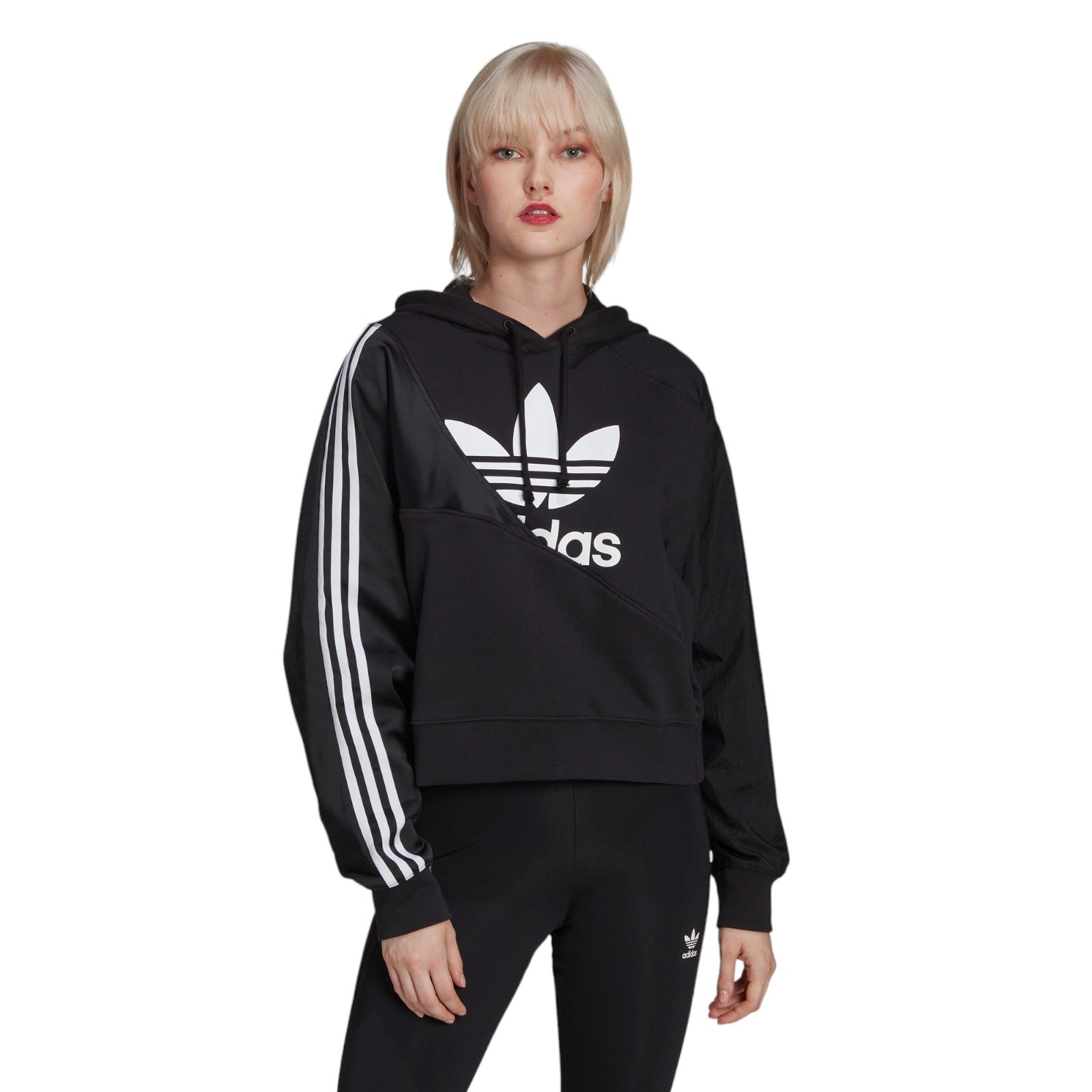 adidas Originals Womens Adicolor Split Trefoil Hoodie - Black - Black