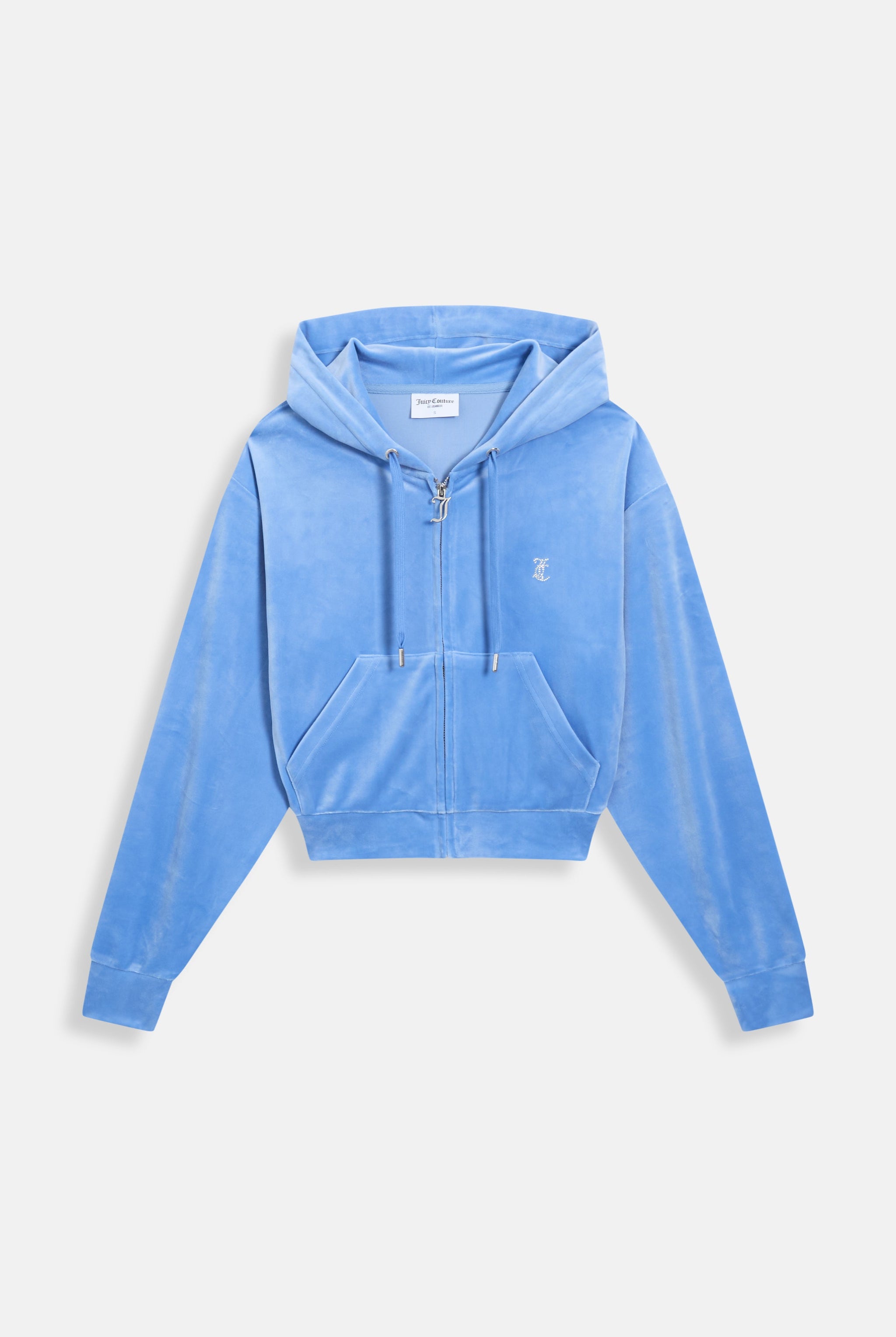 WASHED REGATTA DIAMANTÉ OVERSIZED CROPPED HOODIE - Blue