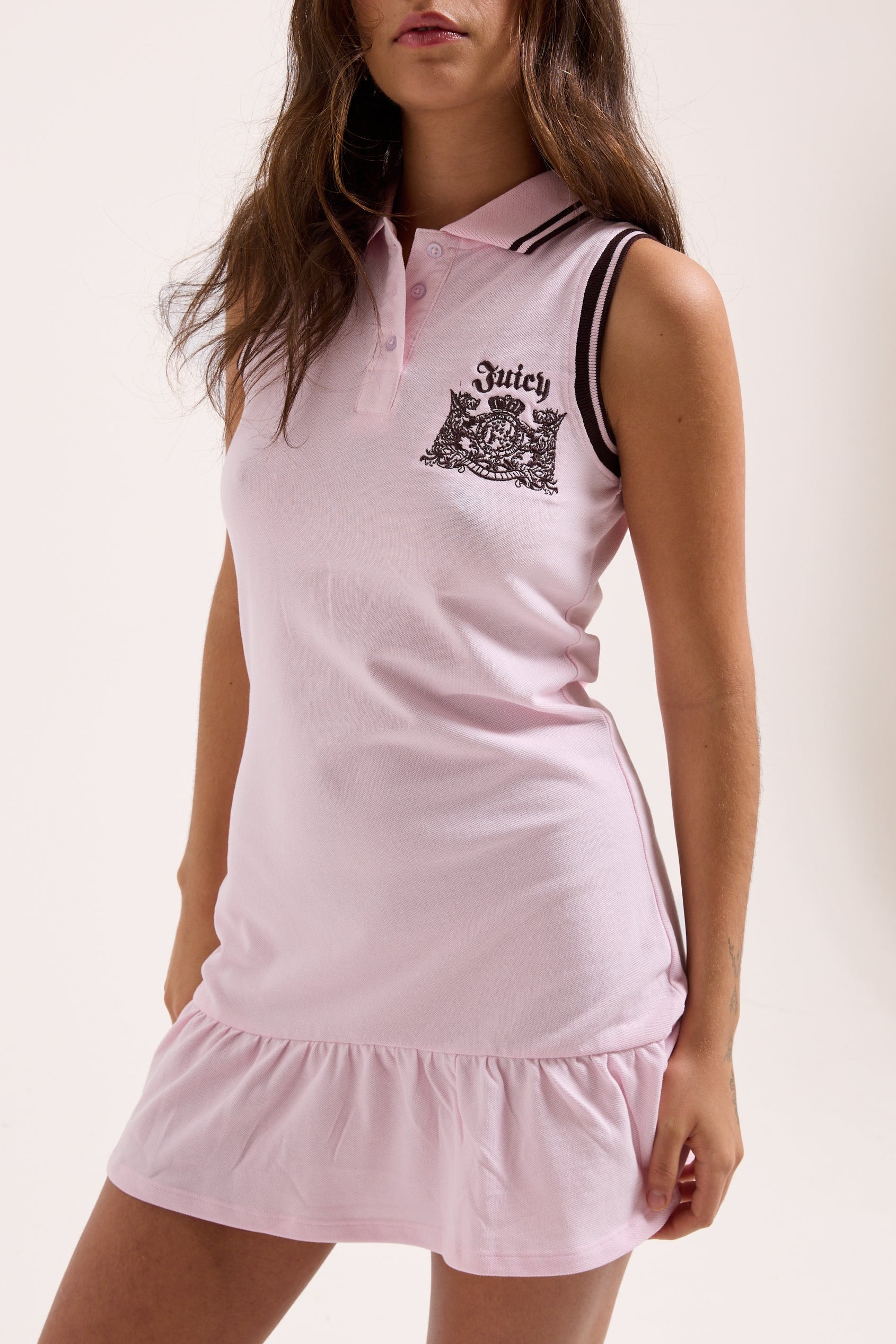 CHERRY BLOSSOM PEPLUM POLO DRESS - XX Pink