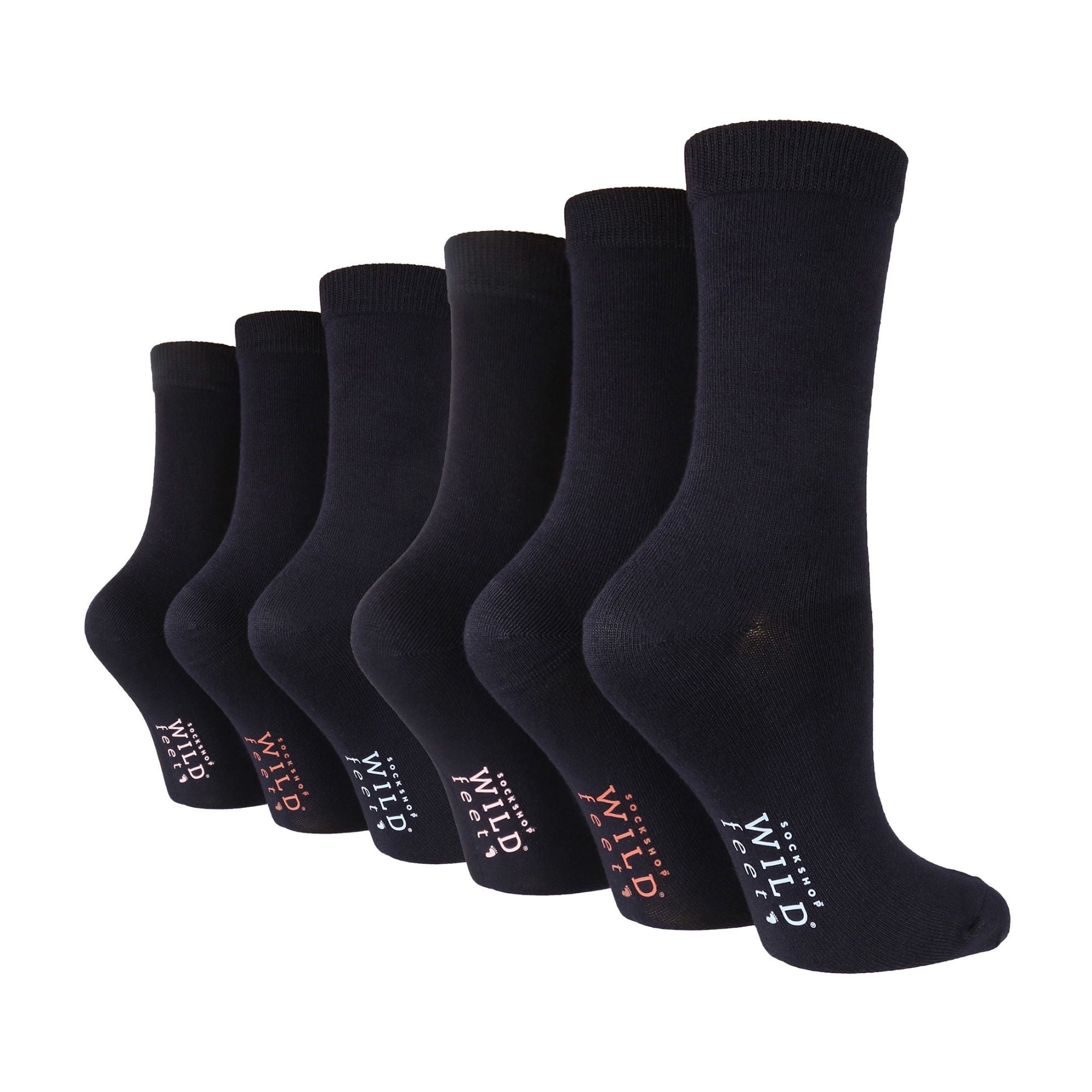 Pack Ladies Bamboo Socks: Plain Dress Socks with Unique Foot Patterns - - Navy