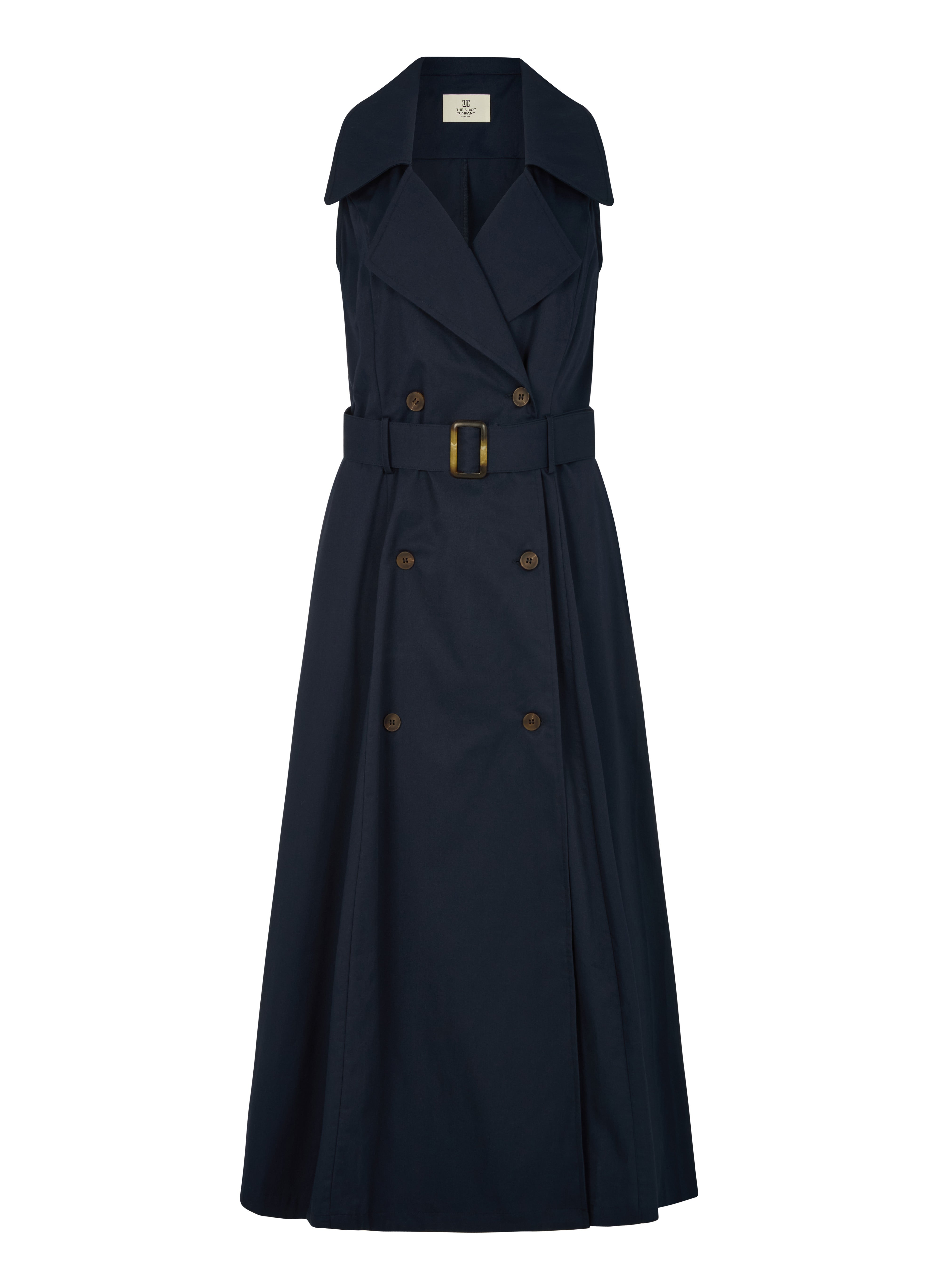 MORGANE REGULAR FIT TRENCH DRESS IN NAVY COTTON CHINO - Regular