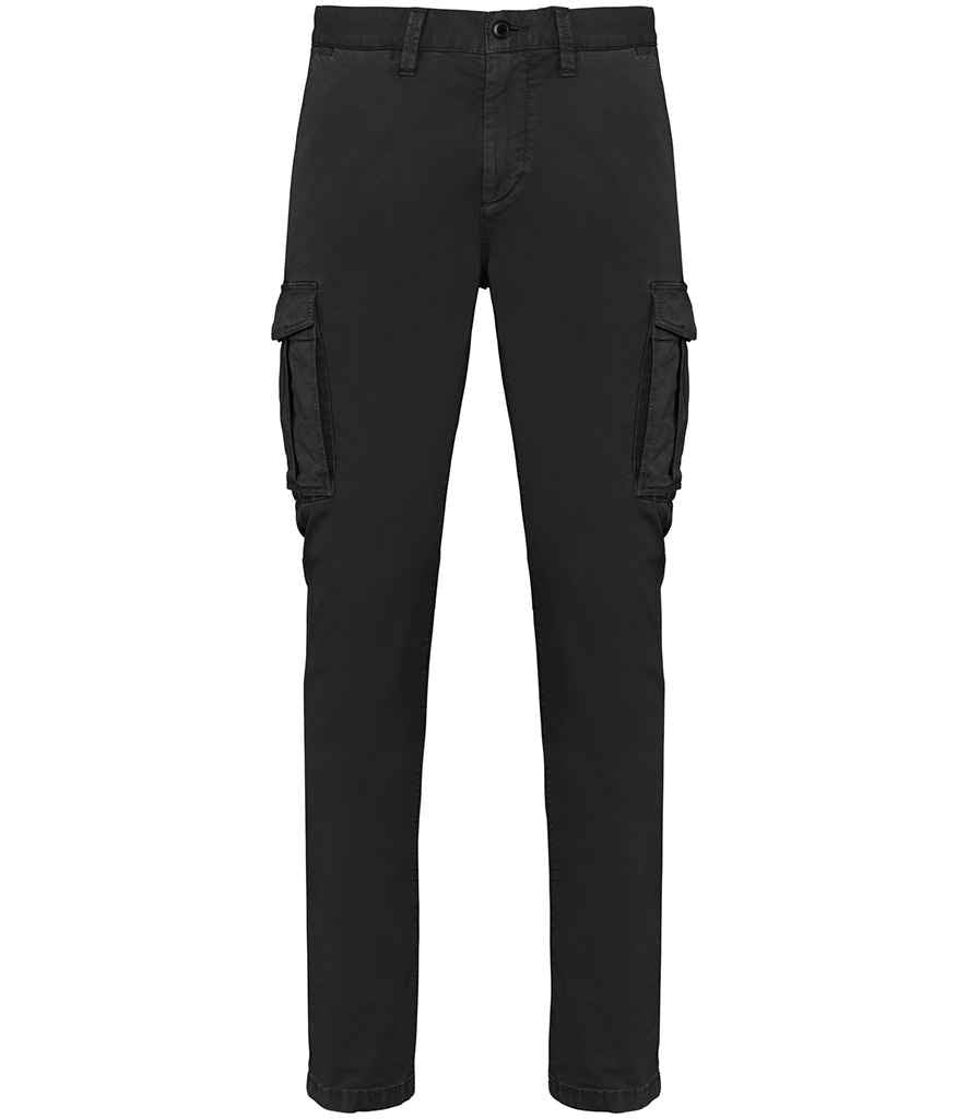 Organic Washed Cargo Trousers: Mens - Washed Black