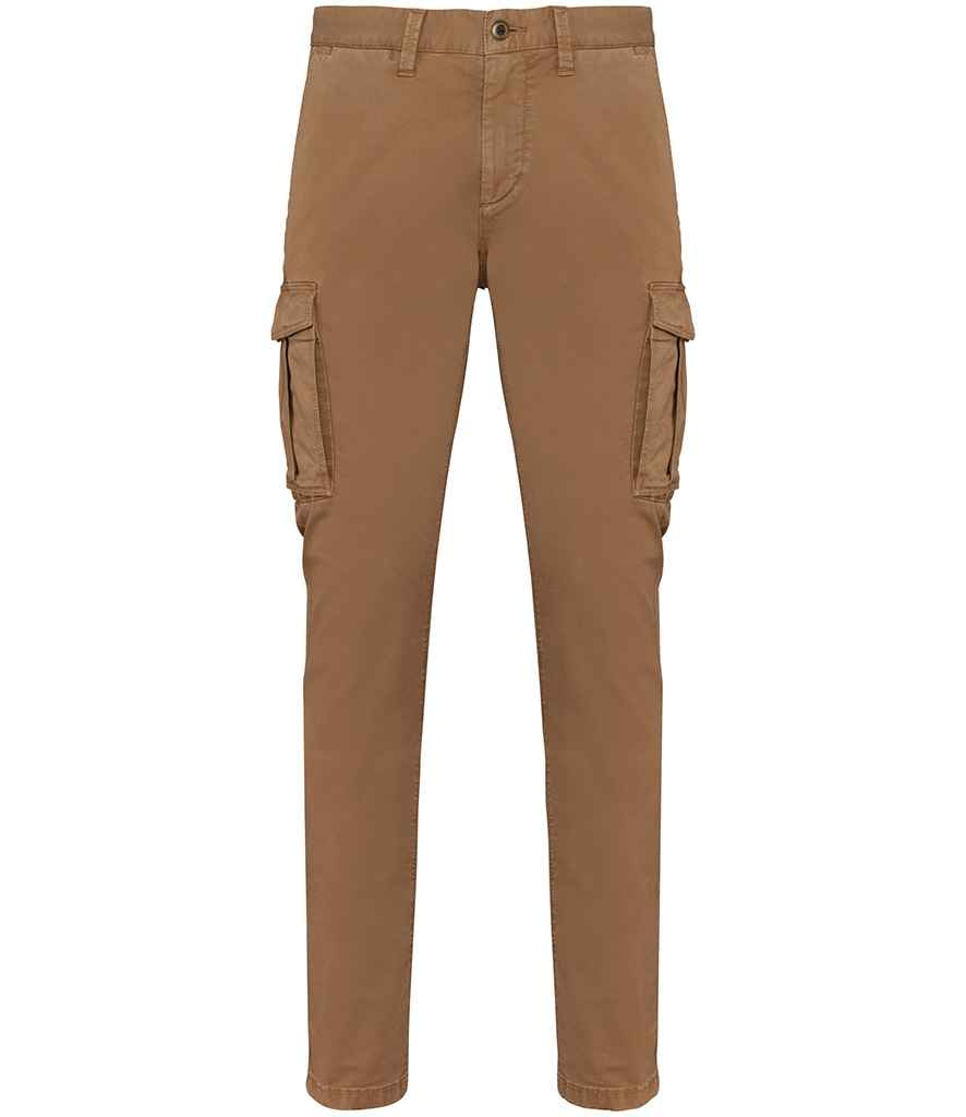 Organic Washed Cargo Trousers: Mens - Washed Dark Camel