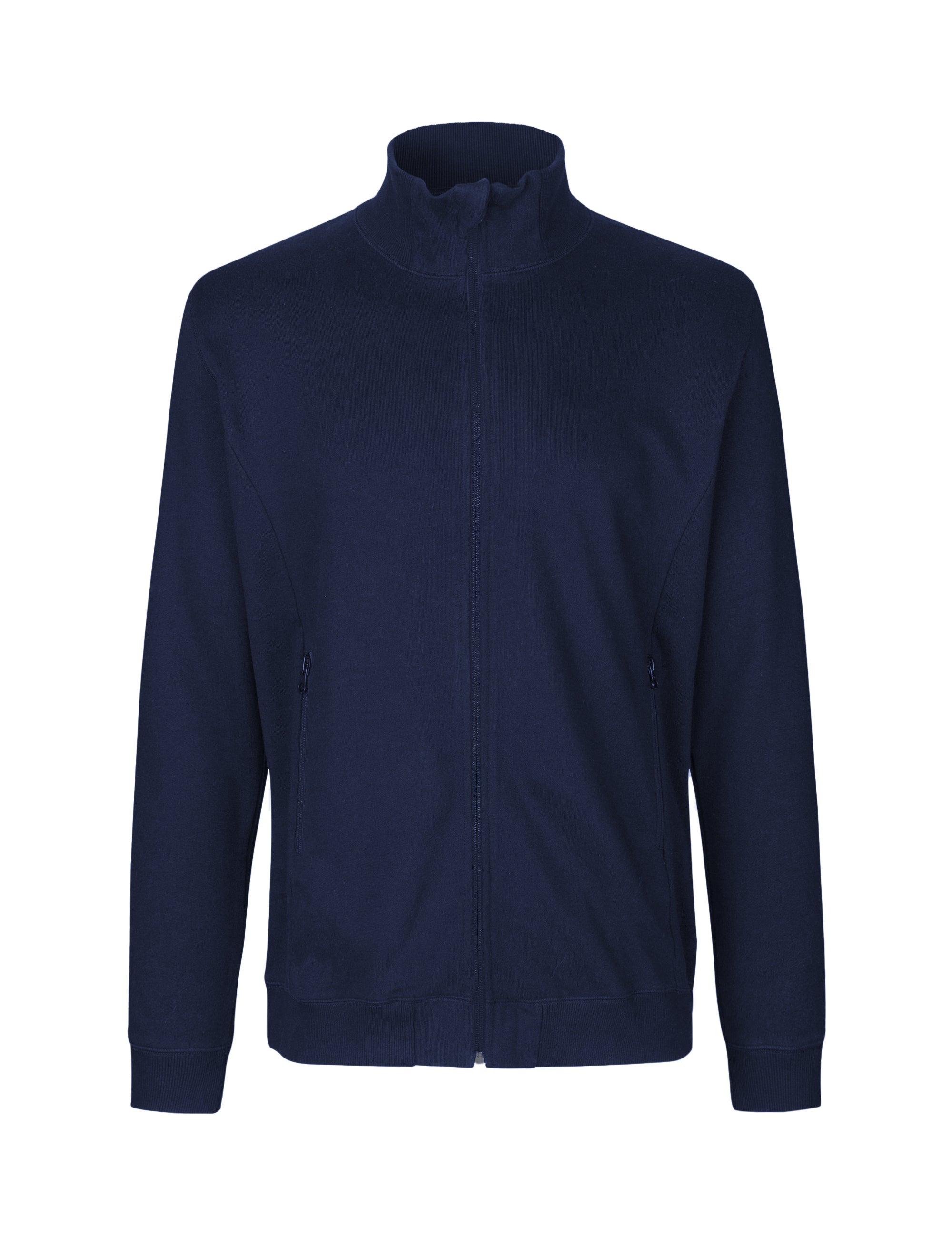 Fairtrade Organic Cotton High Neck Jacket: Unisex - Navy