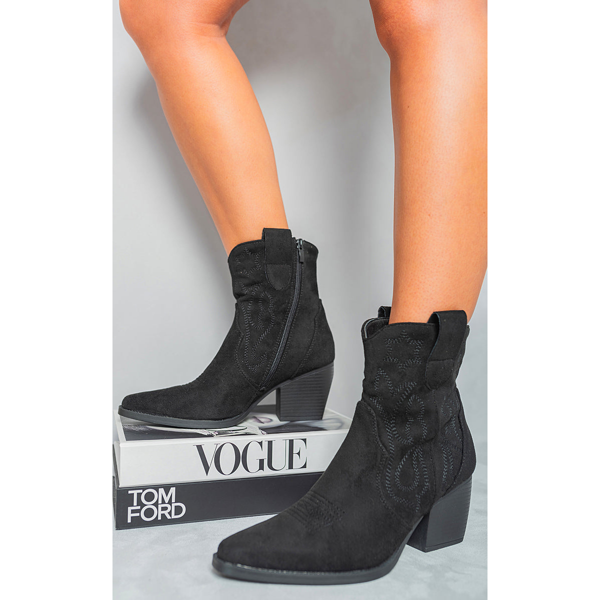 Suede Cowboy Ankle Length Boots