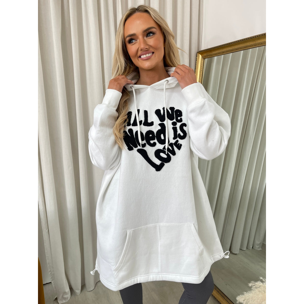 All We Need Is Love Oversized Hoodie - White SM